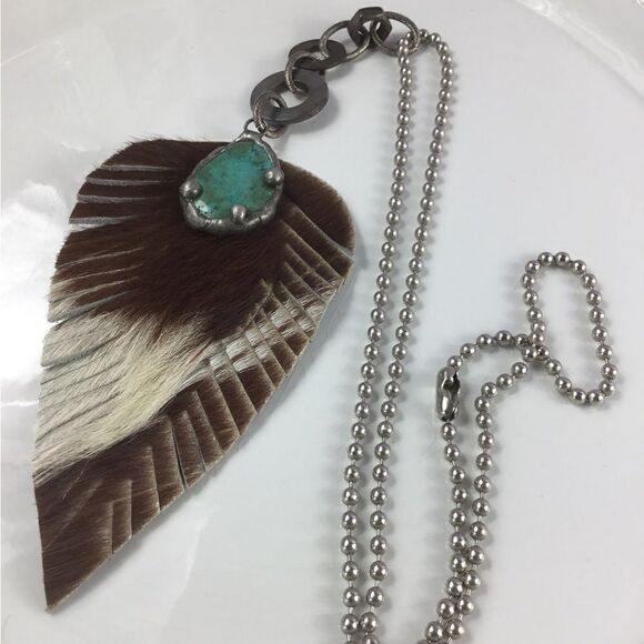 New! FP Turquoise Feather Necklace - Picture 9 of 16